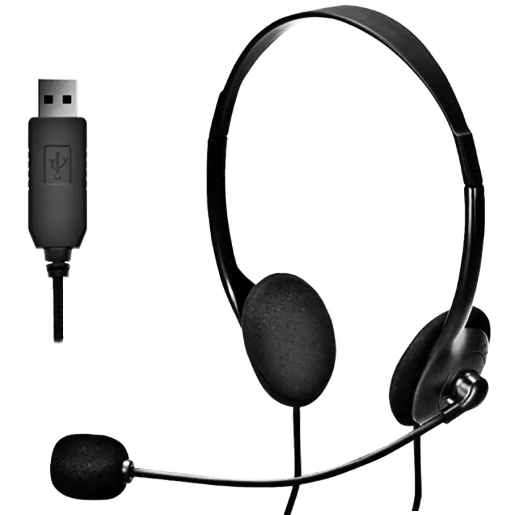 EBODA Wired Headphones Stereo Computer USB Headset with Noise Cancelling Mic Volume Control for Mute Function Call Center