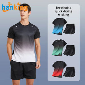 Ensemble de vêtements de sport pour homme Ehanking, en soie glacée, à séchage rapide, pour la course à pied, le basketball, l'entraînement, t-shirt à manches courtes et short - Product Image 1
