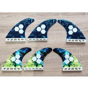 Waterplay Surfing Custom Honeycomb Dual Tab II Surfboard Fins Single Tab Surf Fins Carbon Fiberglass Thruster Tri Fins Quad Set