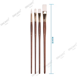 SINOART Faible QUANTITÉ MINIMALE DE COMMANDE Longue Poignée Taklon brosses pour la peinture 4pce plat blanc Synthétique Ensemble de Pinceau de Peinture Acrylique à l'huile artiste pinceau - Product Image 2