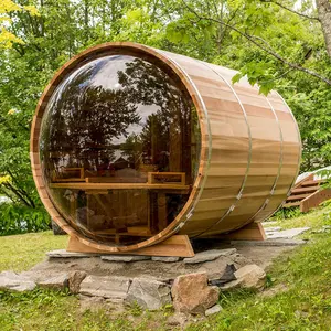 Hot Tub Red Cedar Outdoor 8 Person Barrel Steam Sauna Trading