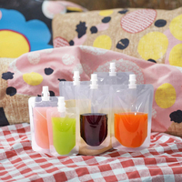 200ml 300ml lait thé boisson jus huile boisson bec pochettes Transparent cornue café jus eau debout sac pour voyager