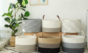 Portable Extra Large Design Couleur Spéciale Tissé Vêtements Sales Couvertures Panier À <span class=keywords><strong>Linge</strong></span> Coton Panier De Rangement pour La Décoration Intérieure - Product Image 6