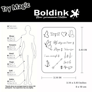 รอยสักชั่วคราว<span class=keywords><strong>ลาย</strong></span><span class=keywords><strong>ผีเสื้อ</strong></span>แบบกึ่งถาวร ยี่ห้อ Boldink Custom Semicolon Butterfly Hope ติดทนนาน 2 สัปดาห์ กันน้ำ ใช้หมึกจากน้ำผลไม้จาเกา - Product Image 5