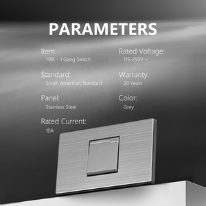 Phong cách mới <span class=keywords><strong>118</strong></span> loại 1 Gang 1 cách 2 cách thiết bị chuyển mạch màu xám tấm thép không gỉ tường điện chuyển đổi ánh sáng cho khách sạn đơn cực 10A - Product Image 5