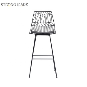 Outdoor Commercial Patio Tabouret De <strong>Bar</strong> Iron <strong>White</strong> Wire Mesh Armless Barstool Chair Industrial Iron Mesh <strong>Bar</strong> <strong>Stool</strong> With Pad - Product Image 2