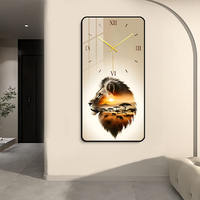 Luxe moderne décoration de la maison horloge murale nouvelle peinture animale cristal porcelaine luxe verre MDF aiguille silencieuse pour salon