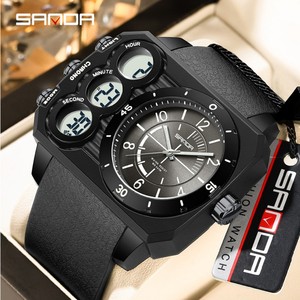 SANDA 6237 นาฬิกาสปอร์ตมัลติฟังก์ชั่นจอแสดงผลคู่หน้าปัดขนาดใหญ่หลายโซนเวลาเรืองแสงนาฬิกาข้อมืออิเล็กทรอนิกส์กันน้ำ - Product Image 2