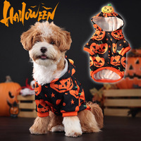 Sweat-shirt pour chien en polyester chaud et doux, motif citrouille d'Halloween, pour chiens de petite et moyenne taille, costume d'automne et d'hiver