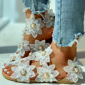 Sandales plates tressées à bout ouvert pour femmes, style slingback, à enfiler, mode estivale décontractée, chaussures de plage pour femmes - Product Image 4