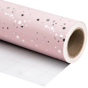 Custom Eco-Friendly Recyclable <b>Pink</b> Star Pattern Gift <b>Wrap</b> Roll Double-Sided Coated Art Paper for Gift & Craft Packaging - Product Image 2