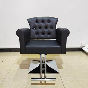 Sillón de Barbería Moderno de Cuero Sintético con Bomba Hidráulica, Altura Ajustable y Base Cuadrada, Muebles de Salón - Product Image 1