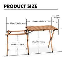 Table de cuisine pliante en bois de hêtre massif, légère et portable, KingGear, pour le camping et les pique-niques, mobilier d'extérieur