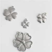 Colgante de Acero Inoxidable con Forma de Corazón, Trébol de Cuatro Hojas y Trébol de Cinco Hojas, Estilo Vintage, para Collar, Pulsera, Accesorios de Joyería DIY Taige