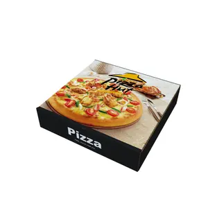 Boîte d'emballage de pizza personnalisée de haute qualité Boîte de nourriture de pizza biodégradable Emballage en papier de restauration rapide à emporter en gros