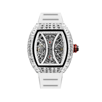 Vente en gros de montres rectangulaires pour hommes, modèles OEM acceptés avec diamants évidés, montres Moissanite automatiques