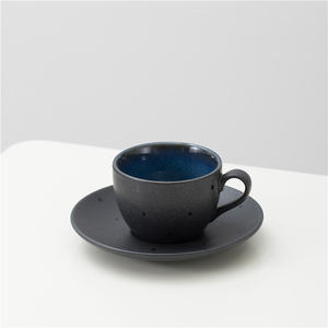 Conjunto de copo de chá de espresso cappuccino, conjunto ecológico de alta qualidade com copo de cerâmica preto com molhador - Product Image 3