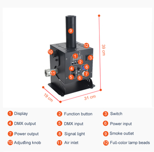 Máquina <span class=keywords><strong>de</strong></span> Humo para Escenario con Efectos <span class=keywords><strong>de</strong></span> Discoteca, Ángulo Ajustable, 12 Luces LED RGB, 8-10 Metros, DMX512, Máquina <span class=keywords><strong>de</strong></span> Niebla con Chorro <span class=keywords><strong>de</strong></span> CO2 - Product Image 4