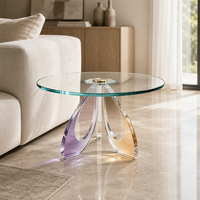 Table d'appoint/finale en cristal K9 irisé, design Art Déco sculptural, pour mariage et décoration intérieure, mobilier de luxe moderne