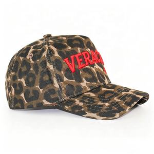 Damen Frauen Mädchen Männer Benutzer definierte 3D-Stickerei <span class=keywords><strong>Logo</strong></span> <span class=keywords><strong>Cheetah</strong></span> Leopard ein Rahmen zweifarbige Baseball kappe - Product Image 4
