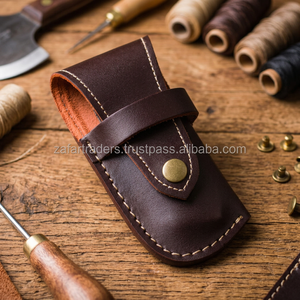 Estuche Plegable para Cuchillos de Cuero Genuino Marrón, Estuche de Almacenamiento Personalizable OEM para Cualquier Tipo de Cuchillo, Cuchillos ZR # 249 Hecho en Pakistán - Product Image 3