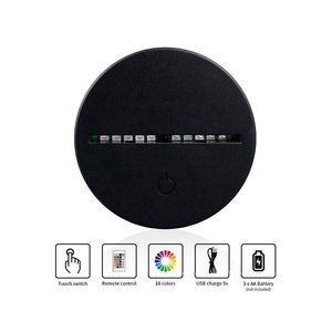 Lámpara Nocturna LED 3D de Acrílico con Base de Madera Táctil, Control Remoto y Cable USB, Venta al Por Mayor - Product Image 4
