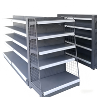 Étagère de présentation gondole métallique robuste et durable à double face, 5 niveaux, avec finition thermolaquée pour supermarché