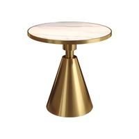 Table basse moderne de luxe en acier inoxydable pour salon, avec plateau en marbre, pour canapé, coin, chevet, balcon, petit appartement, hôtel
