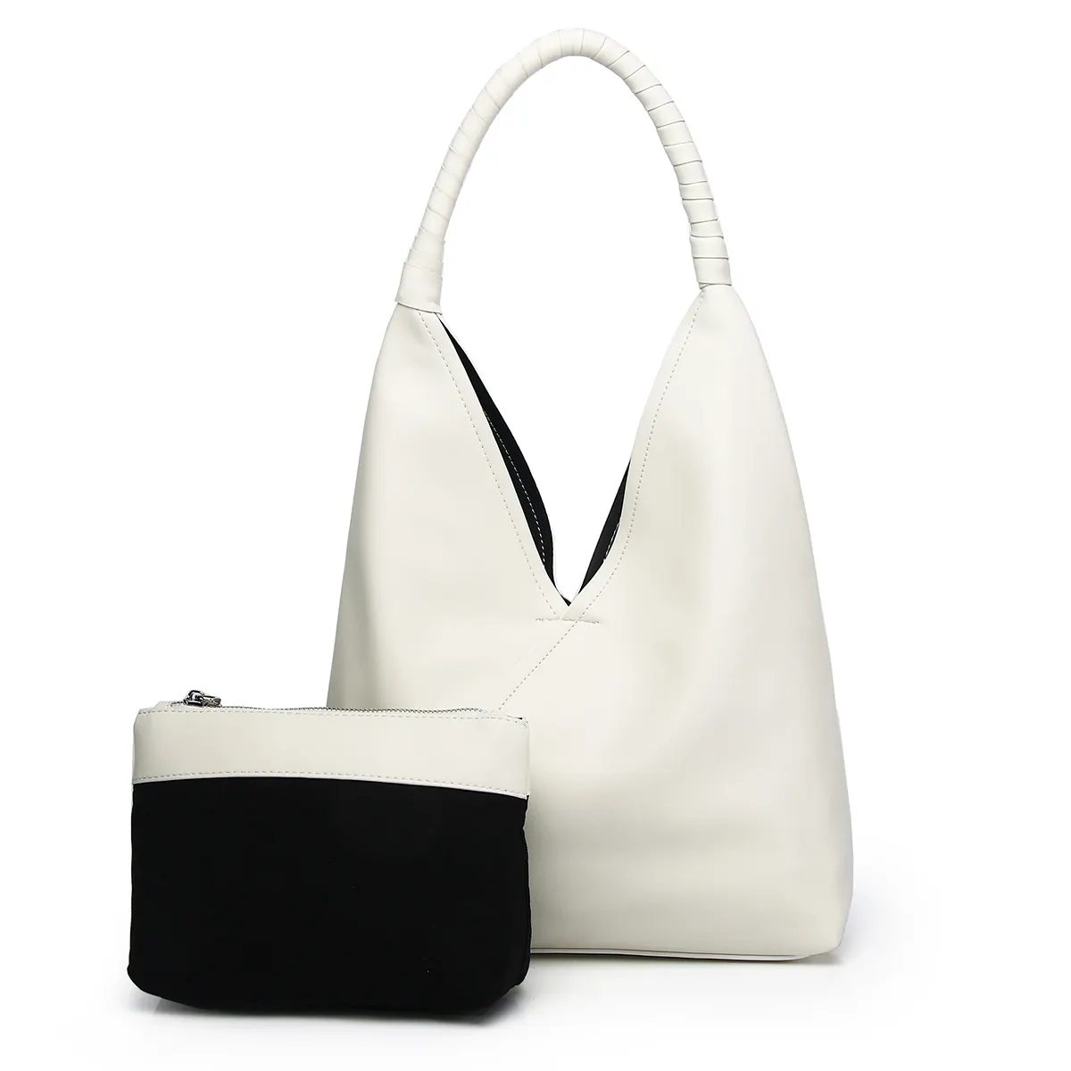 新しいデザイン人気のカスタム女性バケットバッグと財布大型PUレザー片面ショルダーバッグレディースハンドバッグ