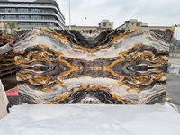 Dalle de pierre de marbre colorée polie à lumière naturelle Panneau mural de fond intérieur en pierre translucide onyx rétro-éclairé