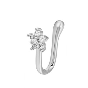 Bijou de <span class=keywords><strong>piercing</strong></span> pour le nez, pétale de <span class=keywords><strong>diamant</strong></span>, anneau non perçant, clip d'oreille en forme de fleur, <span class=keywords><strong>faux</strong></span> anneau de nez pour femmes et filles - Product Image 2