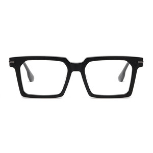 Rectangular Full Rim <b>Eyeglasses</b> <b>Frames</b> Solid Black Resin Lens Anti-Uv Unisex Adult Vision Correction - Product Image 6