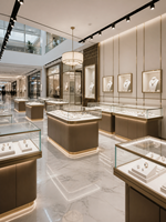 Vitrine de présentation de bijoux en bois, métal et verre OEM ODM, avec éclairage LED, taille personnalisée, vente en gros pour projets de vente au détail