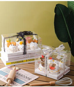 透明プラスチック製カップケーキ・バースデーケーキボックス 2/4/6/12個用 正方形 PP素材 食品対応包装 - Product Image 5