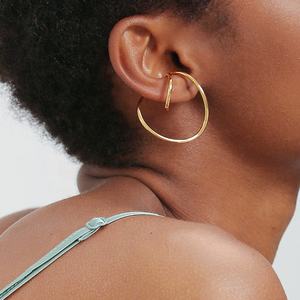 Minimalistische hoogwaardige 18K vergulde milieuvriendelijke messing oorklip zonder piercing EC191020 - Product Image 3