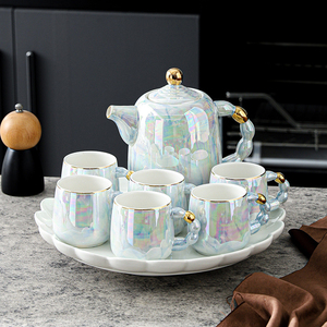 Jarra de agua fría de perlas hecha a mano de estilo lujoso, juego de agua de alta calidad, taza de café negra y jarra. - Product Image 3