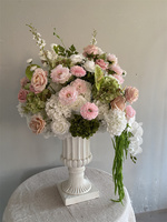 Nouvelle Composition Florale de Mariage 2027 – Centre de Table en Soie Artificielle, Hortensia Vert et Fleur Rose pour Décoration de Fête de Mariage