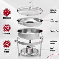 LIYUNDA Exquisite Cheffing Dish Round Stainless Steel Buffet Food Warmer 5L 7L Gas Steam Chafer Set Detachable for Catering