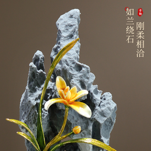 Orchid <b>Stone</b> Rockery Ornament Chinese Style Potted Plant Craft <b>for</b> Living Room Entrance <b>Decor</b> - Product Image 4