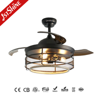 Ventilateur de plafond rétractable 1stshine de 42 pouces avec lumière LED, intelligent, efficace, qualité garantie, vente en gros, lames de qualité supérieure