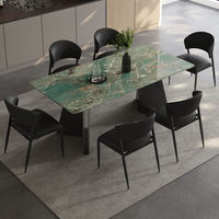 Table à manger carrée en pierre frittée italienne de luxe, moderne, écologique, avec pieds en acier carbone assemblés, 6 places, appartements, maisons