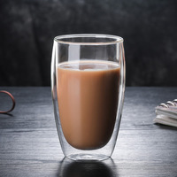 Gobelet à double paroi en verre borosilicate de haute qualité 400 ml, réutilisable, moderne, couleur personnalisée, logo personnalisé, couvercle en liège, compatible lave-vaisselle et micro-ondes