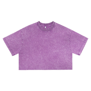Camiseta Corta para Mujer, con Logotipo Personalizado, Lavado Ácido, Corte Vintage, de Algodón, Sexy, para Mujer, Estilo Urbano - Product Image 5