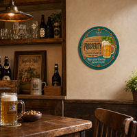 Plaque Murale Métallique Vintage en Étain Embossé, Motif Bière et Hops, Décoration Pub Bar, Personnalisable OEM, Fournisseur Direct d'Usine
