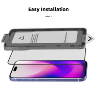 Protecteur d'écran en verre trempé 2.5D à colle intégrale pour iPhone 13 14 15 16 16E 17 18 Pro Max Plus avec outil d'installation facile