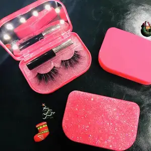 Meetbeauty Led Spiegel Case 3D Mink Wimpers Echt Bont Haren Valse Strip 5 3 D Wimpers Lashes Box Groothandel Prijs china Vendor