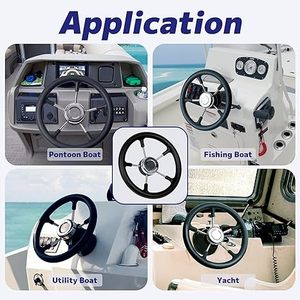 Gran oferta, volante de acero inoxidable negro de 15-1/2 \ "con empuñadura de perilla, accesorio de Hardware marino antideslizante para yates - Product Image 5