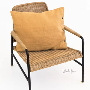 Funda de Almohada Queen de Algodón 100% Lavado Suave Color Mostaza, con Cierre de Botones Tejido, para Almohadas Decorativas King, 200 Hilos - Product Image 1