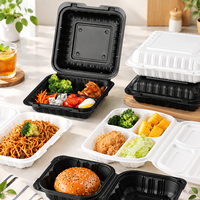 Contenants alimentaires MFPP avec couvercle à charnière 450ml 900ml 1000ml 1050ml, boîtes repas à emporter compatibles micro-ondes pour aliments chauds