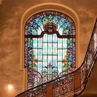 Maßgefertigte Muster Farbenfrohe Kunst Dekorative 3D-Digitaldruck Buntglas Kirchenglas Decken Türen und Fenster Kuppel